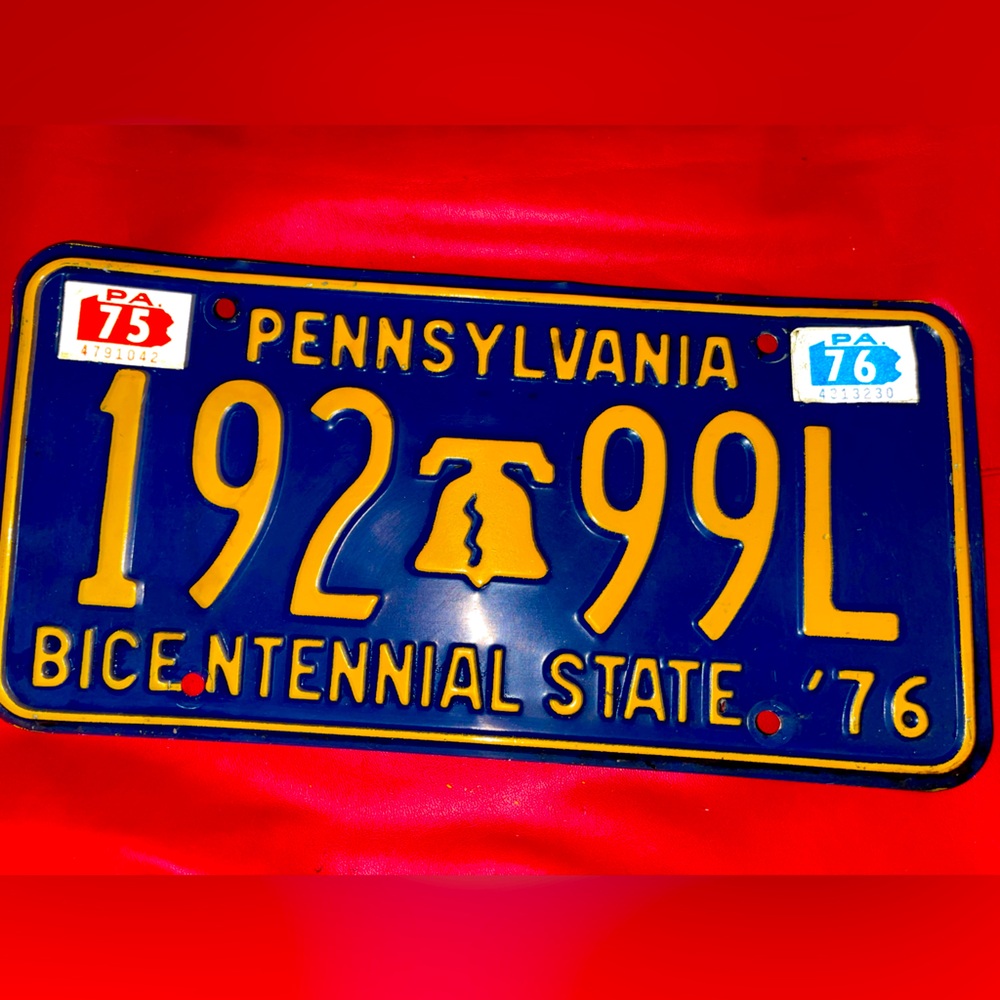 Pennsylvania Vintage 1975-76 Bicentennial License Plate 76’. 192-99L